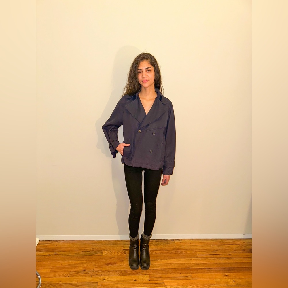 Sandro Paris Navy SHORT TRENCH COAT